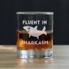 Bevvee Fluent in Sharkasm - Funny Shark Whiskey Rocks Glass Gifts for Sarcastic Men & Women - Fun Whisky Drinking Tumbler Dcor view 4