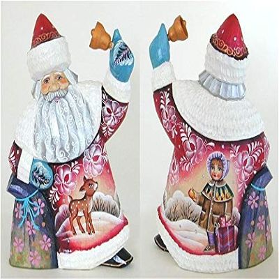 A Bit of Britain - Santa with Bell and Sack - All Wood - Deer and Girl