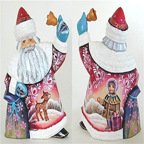 A Bit of Britain - Santa with Bell and Sack - All Wood - Deer and Girl