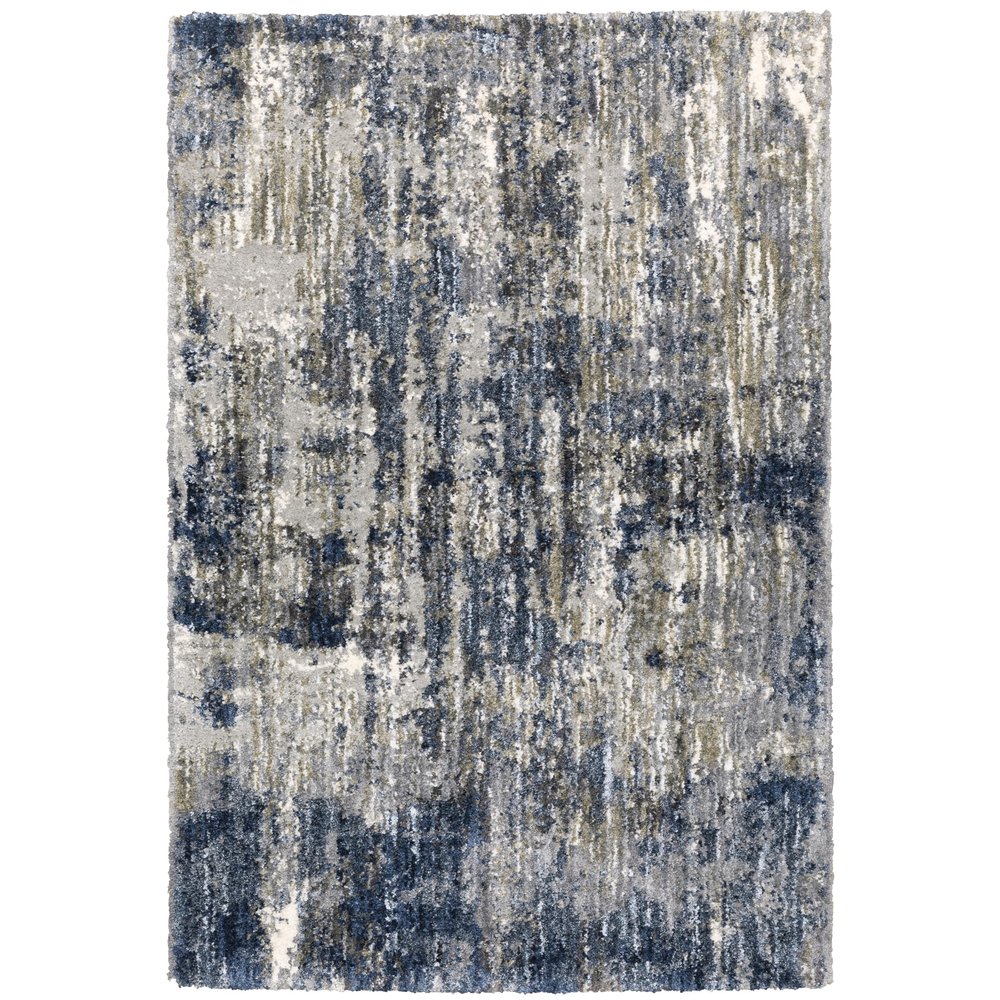 Oriental Weavers Aspen Shag Area Rug - 2061L - 5'3" x 7'6" - in Grey/Blue - Plush Soft Shag, Modern Style, Stain Resistant, Cushion Feel, Bedroom, Office Rug