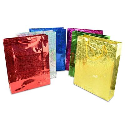 Assorted Colours Holographic Gift Bags Large Size Christmas Birthday Wedding Favour Present Bags All Occasions, 25Pcs