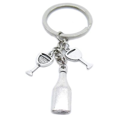 20 Pieces Keyring Keychain Wholesale Suppliers Jewelry Clasps BT4715 Bottle Goblet Glass Cup Juice Wine