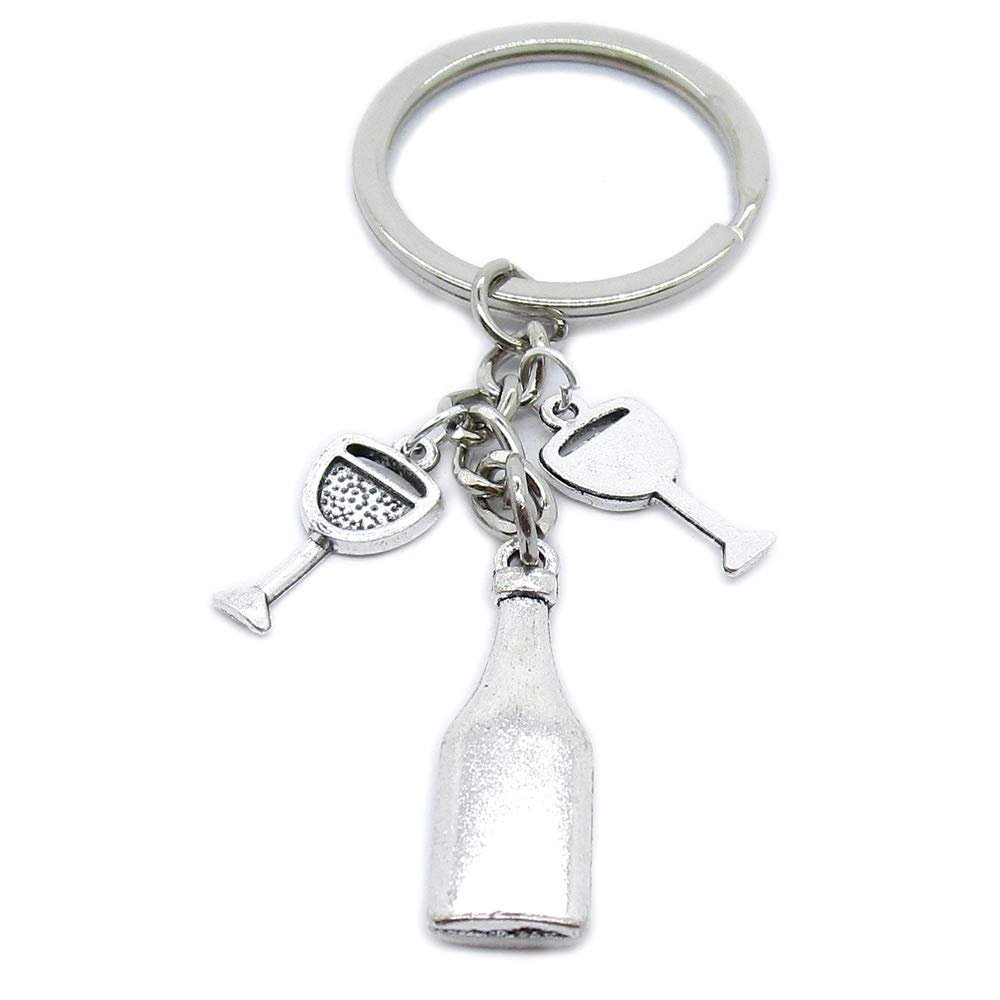 20 Pieces Keyring Keychain Wholesale Suppliers Jewelry Clasps BT4715 Bottle Goblet Glass Cup Juice Wine