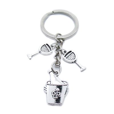20 Pieces Keyring Keychain Wholesale Suppliers Jewelry Clasps BT4175 Bucket Ice Goblet Glass Cup Juice Wine