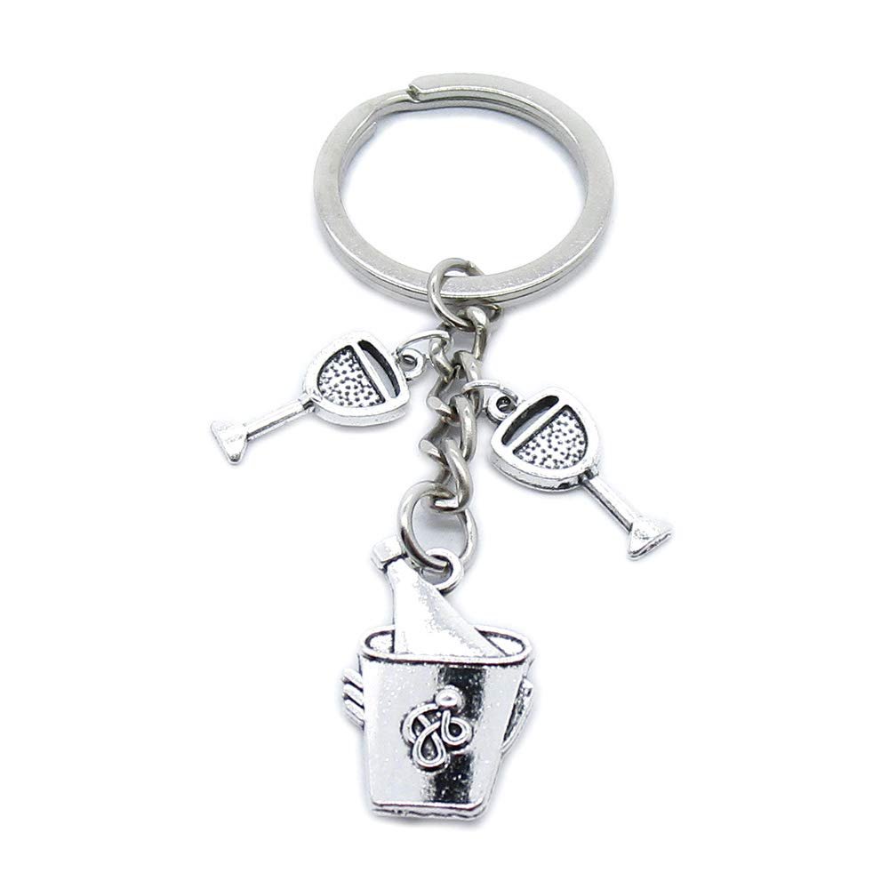 20 Pieces Keyring Keychain Wholesale Suppliers Jewelry Clasps BT4175 Bucket Ice Goblet Glass Cup Juice Wine