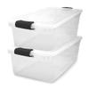 HOMZ 2-Pack Latching Lid, Large Clear Plastic Storage Bins with Lids, 66 Quart, Gray Latch - Stackable Container Boxes for Home, Bathroom, and Office Organization view 1