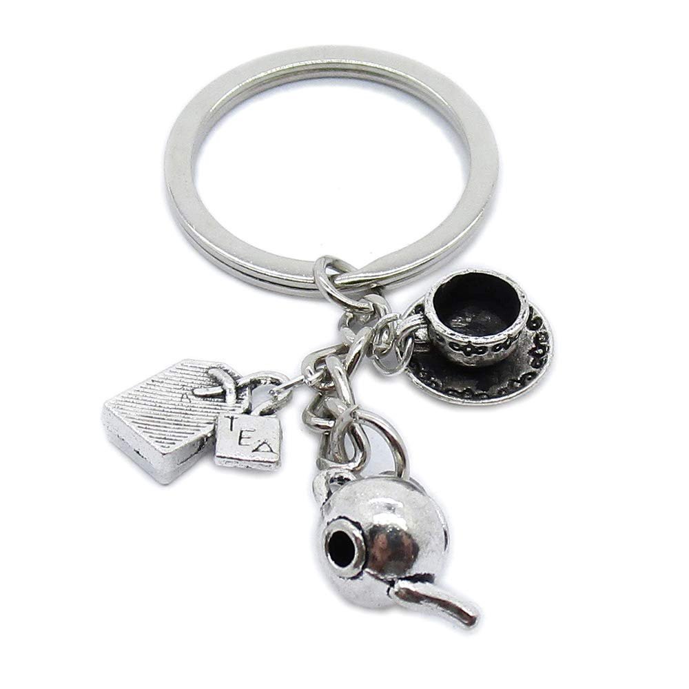 5 Pieces Keyring Keychain Wholesale Suppliers Jewelry Clasps BT4753 Pot Kettle Teapot Teabag Bag Cup Coffee Tea