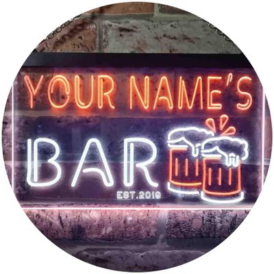ADVPRO Personalized Your Name Est Year Theme Bar Beer Mug Decoration Dual Color LED Neon Sign White & Orange 24" x 16" st6s64-w1-tm-wo