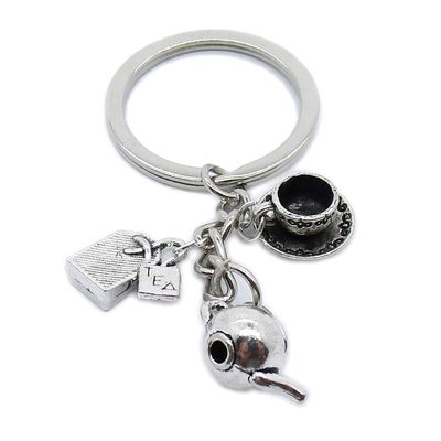 20 Pieces Keyring Keychain Wholesale Suppliers Jewelry Clasps BT4753 Pot Kettle Teapot Teabag Bag Cup Coffee Tea