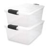 HOMZ 2-Pack Secure Latch, Clear Plastic Storage Organizer Bins, 64 Quart, Gray Latches - Stackable Container Boxes for Bedroom, Bathroom, Garage, and Office Organization view 1