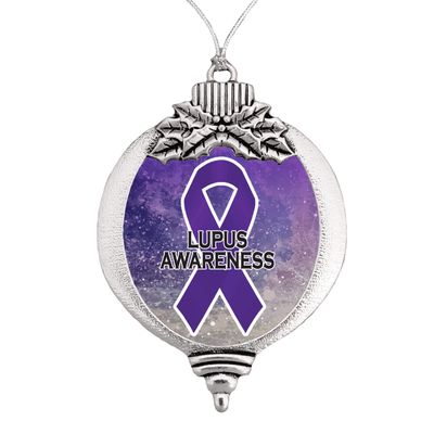 Lupus Awareness Ribbon Christmas Ornament Choose Snowman Snowflake or Bulb (Bulb)