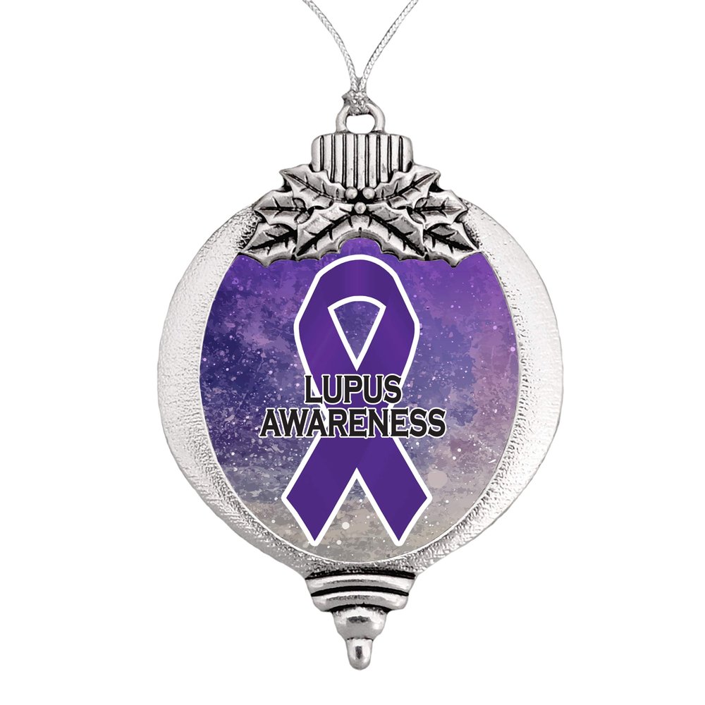 Lupus Awareness Ribbon Christmas Ornament Choose Snowman Snowflake or Bulb (Bulb)