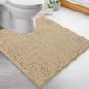 LuxUrux Luxury Shaggy Toilet Bath Mat U-Shaped Contour Rugs for Bathroom, Soft and Comfortable, Maximum Absorbent, Dry Quickly, Non-Slip, Machine-Washable (20 x 20 inch, Birch) view 1