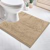 LuxUrux Luxury Shaggy Toilet Bath Mat U-Shaped Contour Rugs for Bathroom, Soft and Comfortable, Maximum Absorbent, Dry Quickly, Non-Slip, Machine-Washable (20 x 20 inch, Birch) view 3