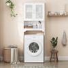 Yaheetech Over The Toilet Storage Cabinet with Double Tempered Glass Doors and Adjustable Shelf, Freestanding Bathroom Storage Rack, 66 Inches Height view 2
