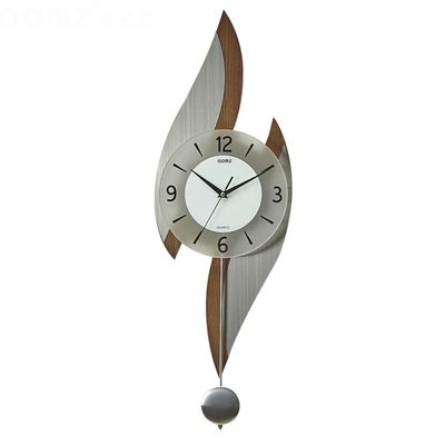 Wall Clock NLIAN- 22cm, MDF Veneer Modern Frosted Glass Finish Pendulum Glass Silent Living Room Restaurant Fashion Swing Clock