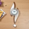 Wall Clock NLIAN- 22cm, MDF Veneer Modern Frosted Glass Finish Pendulum Glass Silent Living Room Restaurant Fashion Swing Clock view 3