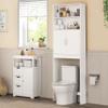 Yaheetech Over The Toilet Storage, Taller Bathroom Organizer Space-Saving Storage Cabinet with Adjustable Shelves and Double Doors, 77 in H, White view 4