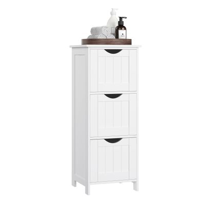 VASAGLE Floor Storage Cabinet, Freestanding Storage Unit with 3 Drawers, 11.8 x 12.6 x 31.9 Inches, for Bathroom, Living Room, Kitchen, Modern Style, Matte White UBBC50WT