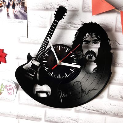 studioRUTART Decorative Wall Clock Frank Zappa Made of Vinyl Record Decor Handmade Design - Gifts idea Birthday, Wedding, Anniversary, Women, Men, Friends, Girlfriend Boyfriend and Teens