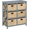 eHemco 3 Tier X-Side End Storage Cabinet with 6 Wicker Baskets, Gray view 1