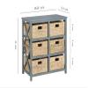 eHemco 3 Tier X-Side End Storage Cabinet with 6 Wicker Baskets, Gray view 3