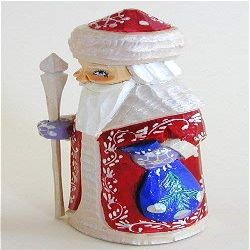 A Bit of Britain - Petite Santa Claus - Father Frost Red Robe with Staff - All Wood