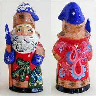 A Bit of Britain - Petite Father Frost -Santa Claus- Paisley Design on Coat - Carrying Staff - All Wood