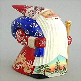 A Bit of Britain - Father Frost with Staff and Sack - Red Blue - All Wood