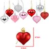 36Pcs Valentines Heart Shaped Ornaments - Valentines Heart Decorations - Red Pink Silver Glitter Heart Shaped Baubles - Romantic Christmas Valentines Tree Hanging Decorations view 2