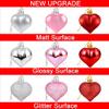 36Pcs Valentines Heart Shaped Ornaments - Valentines Heart Decorations - Red Pink Silver Glitter Heart Shaped Baubles - Romantic Christmas Valentines Tree Hanging Decorations view 3