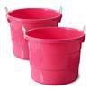 HOMZ 2-Pack Utility Tub, Large Plastic Storage Bucket with Rope Handles, 18 Gallon, Pink - Portable Indoor and Outdoor Buckets for Kitchen, Laundry, Garden, Bathroom, and Garage Organization view 1