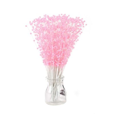 Teppylony 100 Pcs Artificial Pearl 4mm Handmade Bead Strands for DIY Craft Bouquet Decoration Garland Christmas Wedding Party and Home Decoration (Pink)