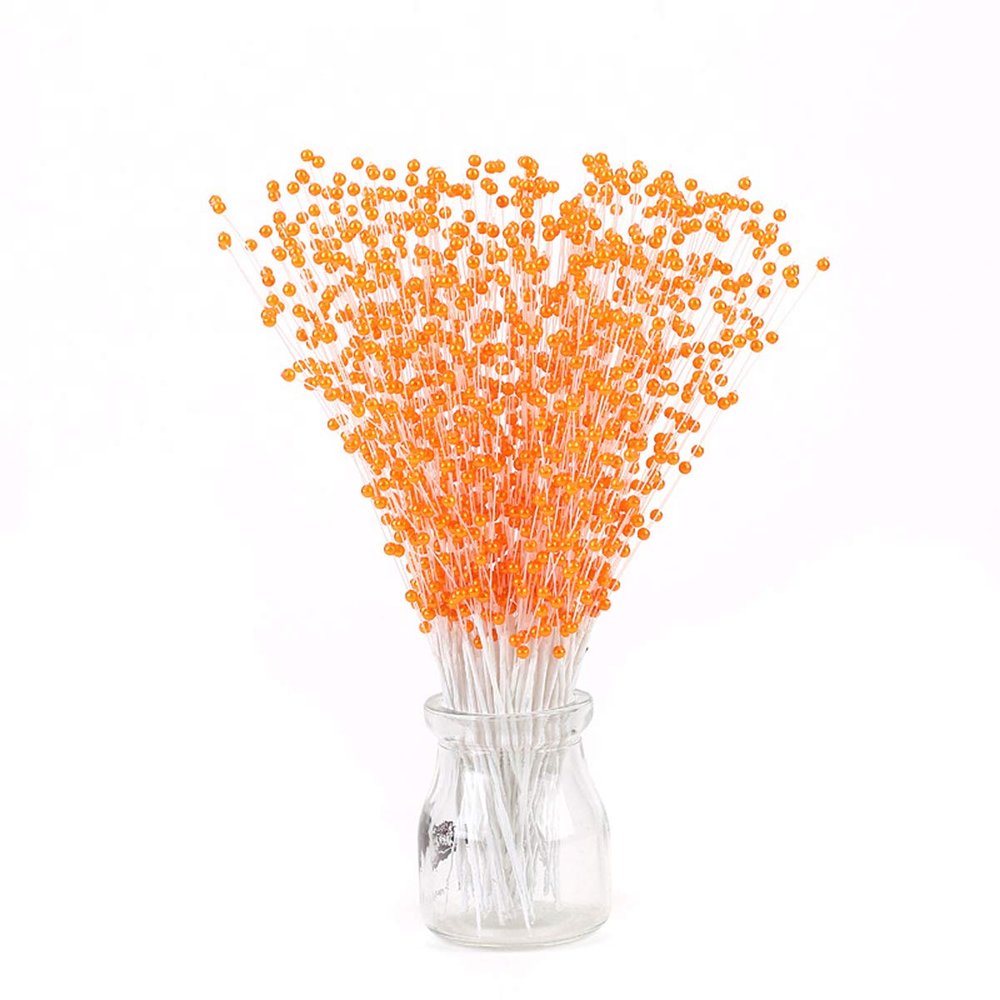 100pcs 4MM Faux Pearls Bridal Wedding Bouquet Party ABS Pearl String Beads Decor Christmas Garland (Orange)