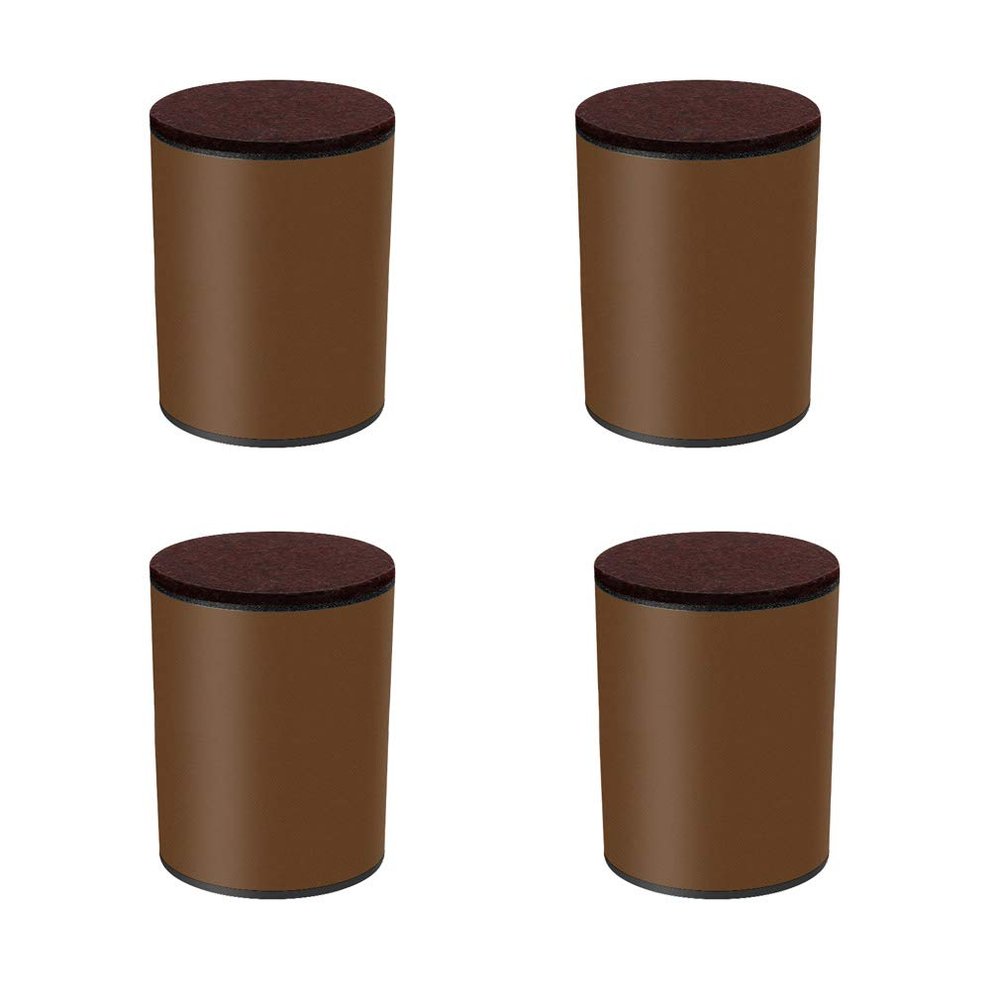 Set of 4 Lift Furniture Risers Solid Steel Bed Risers,Self-Adhesive Furniture Couch Sofa Chair Table Risers Round, Adds Height to Heavy Furniture or Beds, Supports 500kg (60x52mm,Brown)