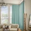 TWOPAGES Sky Blue Linen Textured Pinch Pleated Curtain 108 Inches Long Heavyweight Cotton Curtain for Living Room Light Filtering Drape (1 Panel, 52 x 108 Inches) view 2