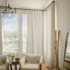 TWOPAGES Ivory White Linen Textured Pinch Pleated Curtain 108 Inches Long Heavyweight Cotton Curtain for Living Room Light Filtering Drape (1 Panel, 52 x 108 Inches) view 2