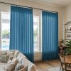 TWOPAGES Blue Linen Textured Pinch Pleated Curtain 108 Inches Long Heavyweight Cotton Curtain for Living Room Light Filtering Drape (1 Panel, 52 x 108 Inches) view 1
