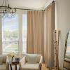 TWOPAGES Tan Linen Textured Pinch Pleated Curtain 108 Inches Long Heavyweight Cotton Curtain for Living Room Light Filtering Drape (1 Panel, 52 x 108 Inches) view 2
