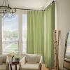 TWOPAGES Green Linen Textured Pinch Pleated Curtain 108 Inches Long Heavyweight Cotton Curtain for Living Room Light Filtering Drape (1 Panel, 52 x 108 Inches) view 2