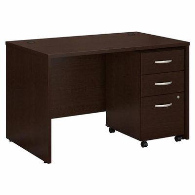 Bush Business Furniture Series A 36W Desk with Mobile File Cabinet in Hansen Cherry and Galaxy