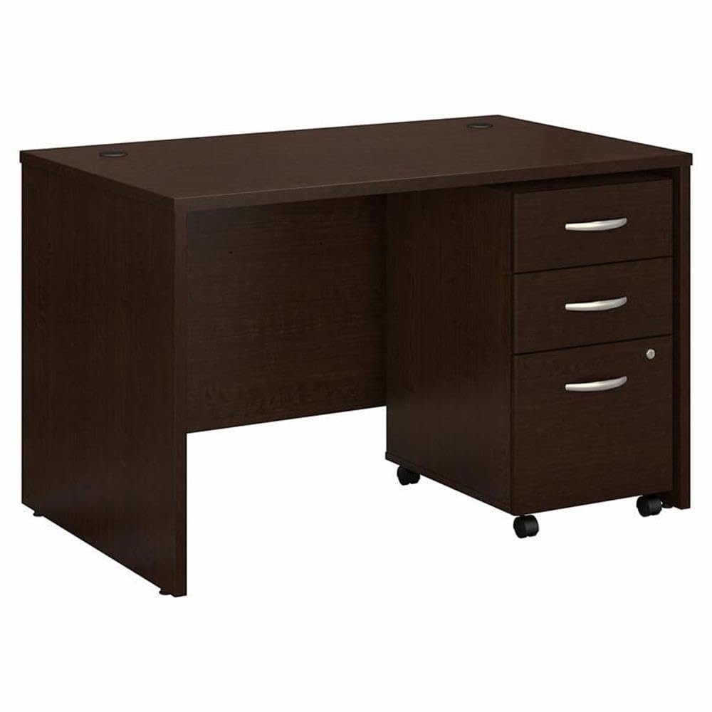 Bush Business Furniture Series A 36W Desk with Mobile File Cabinet in Hansen Cherry and Galaxy