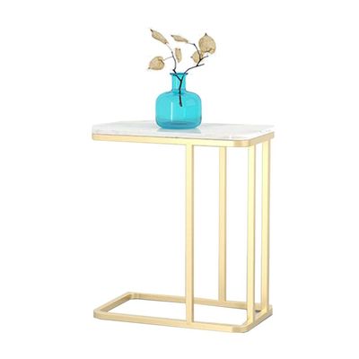 Coffee Tables WFF Metal Sofa Table, C-Shaped Marble, Bedroom Bedside Table, Rugged -50cmX 30cmX60cm