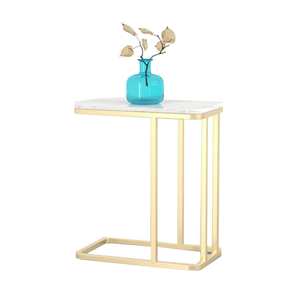 Coffee Tables WFF Metal Sofa Table, C-Shaped Marble, Bedroom Bedside Table, Rugged -50cmX 30cmX60cm