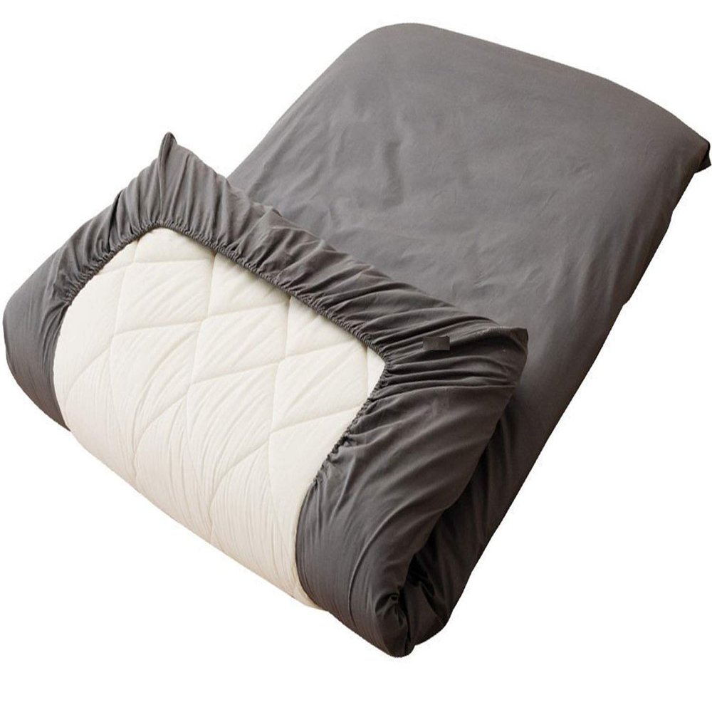 100% Cotton Fitted Sheet Cover for Traditional Floor Futon Mattress Premium Quality (Semi Double 47 x 82 x 8 inch), Color Grey