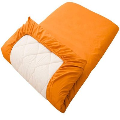 100% Cotton Fitted Sheet Cover for Traditional Floor Futon Mattress Premium Quality (Size Queen 63 x 83 x 8 in), Color Orange