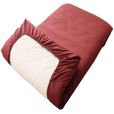 100% Cotton Fitted Sheet Cover for Traditional Floor Futon Mattress Premium Quality (Size Queen 63 x 83 x 8 in), Color Wine
