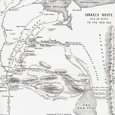 Posterazzi DPI2430015 Map Showing The Israelites Route to The Red Sea During Their Exodus from Egypt. from The Imperial Bible Dictionary, Published 1889 Photo Print, 14 x 14, Multi