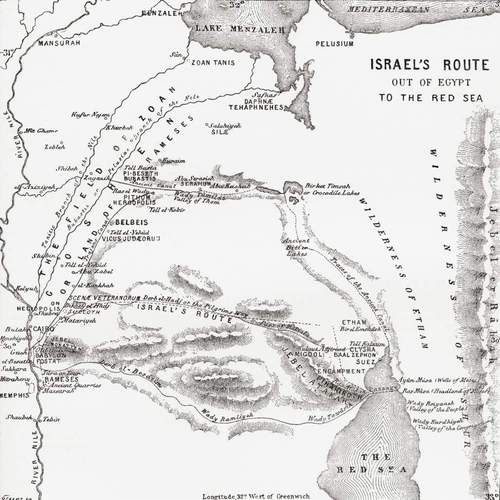 Posterazzi DPI2430015 Map Showing The Israelites Route to The Red Sea During Their Exodus from Egypt. from The Imperial Bible Dictionary, Published 1889 Photo Print, 14 x 14, Multi