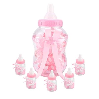 Baby Candy Bottles, 30Pcs Mini Baby Bottles Cute Baby Feeding Bottle Baby Shower Bottles with Ribbon and Bear, Candy Box for Favours, Sweets, Gifts for Birthday/Party Favors (Red)
